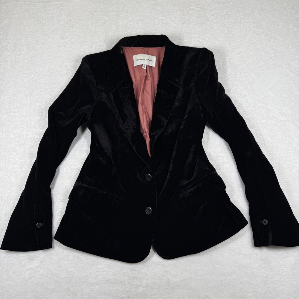Cupcakes and‎ Cashmere Womens Black Velvet Blazer Jacket CG42118 Size 0